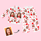 Custom Face Red Lips Long Sleeve Unisex Pajamas Set