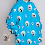 Custom Face Blanket Pajama Personalized Blanket Hoodie Gift for Women Pet Paw