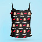 Custom Sleepwear Set With Face Customized Photo Pajamas Gifts for Her Heart & I love you