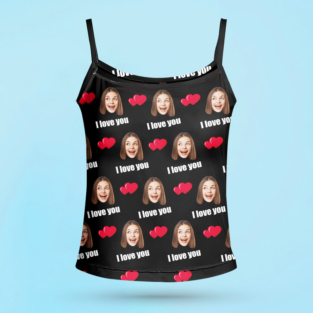 Custom Sleepwear Set With Face Customized Photo Pajamas Gifts for Her Heart & I love you