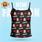 Custom Sleepwear Set With Face Customized Photo Pajamas Gifts for Her Heart & I love you