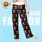 Custom Sleepwear Set With Face Customized Photo Pajamas Gifts for Her Heart & I love you