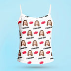 Custom Sleepwear Set With Face Customized Photo Pajamas Gifts for Her Heart & I love you