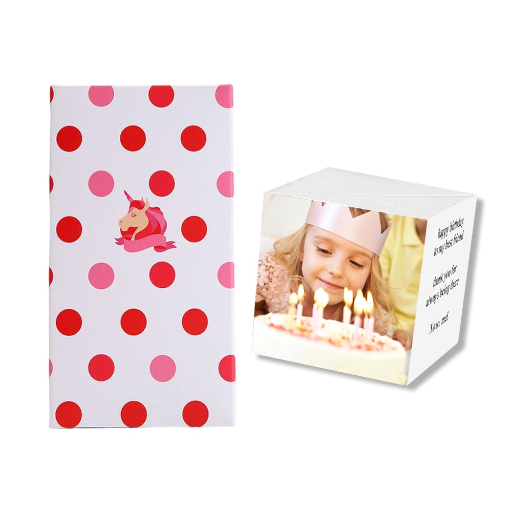 Custom Photo Surprise Box Personalized Text Surprise Explosion Bounce Box - Red Polka Dots & Unicorn