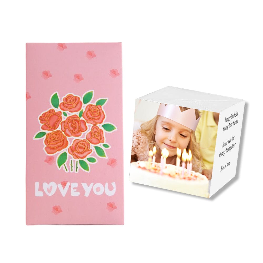 Custom Photo Surprise Box Personalized Text Surprise Explosion Bounce Box - LOVE YOU with Rose