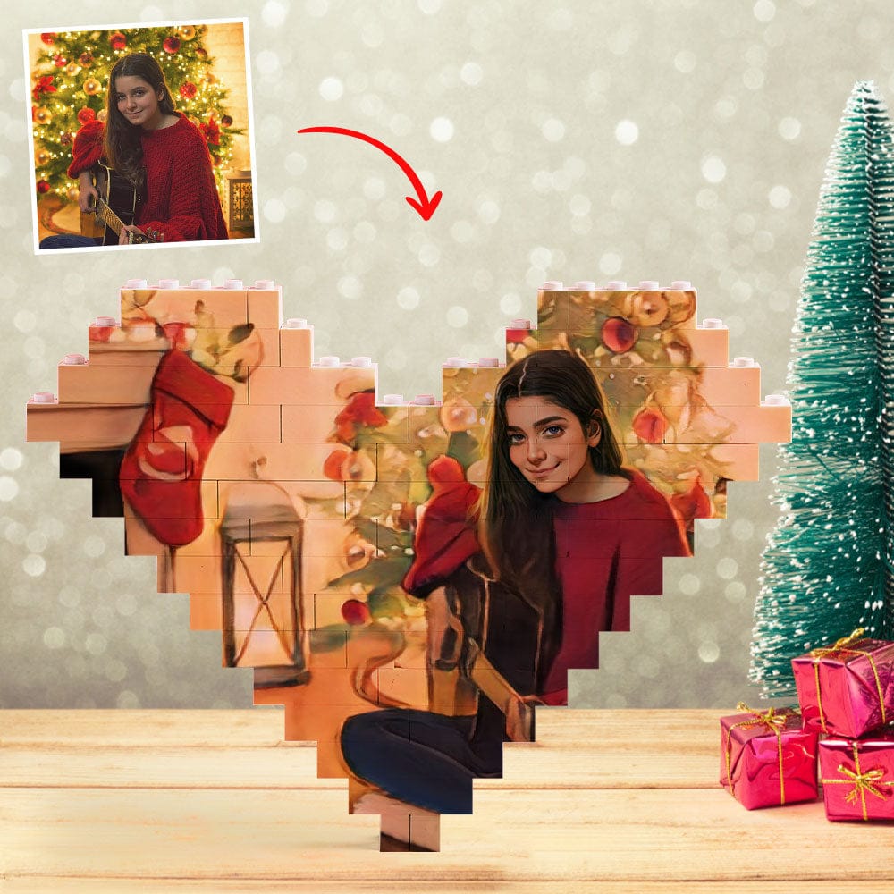 Custom Building Block Puzzle Personalized Cartoon Photo Brick Heart Toy Christmas Gifts