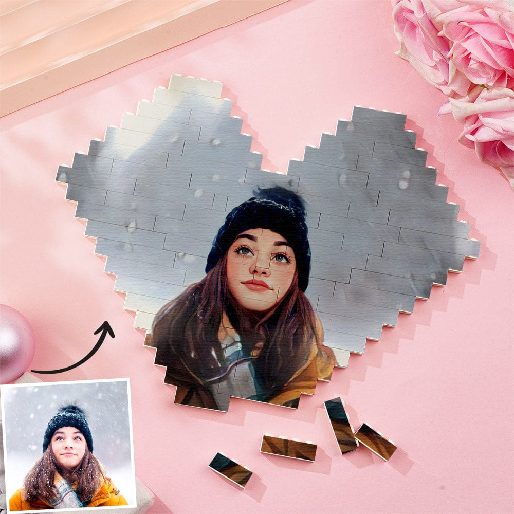 Custom Building Block Puzzle Personalized Cartoon Photo Brick Heart Toy Christmas Gifts