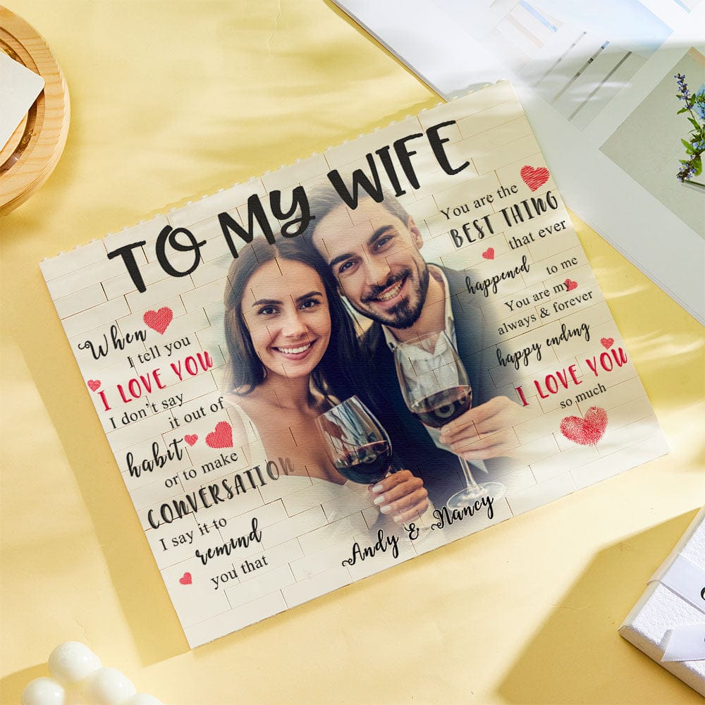 Custom Building Block Puzzle Personalized Photo and Name Brick To My Wife