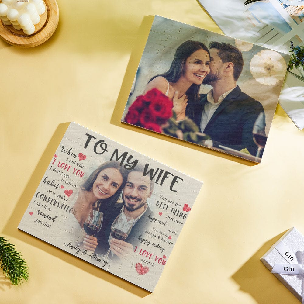 Custom Building Block Puzzle Personalized Photo and Name Brick To My Wife