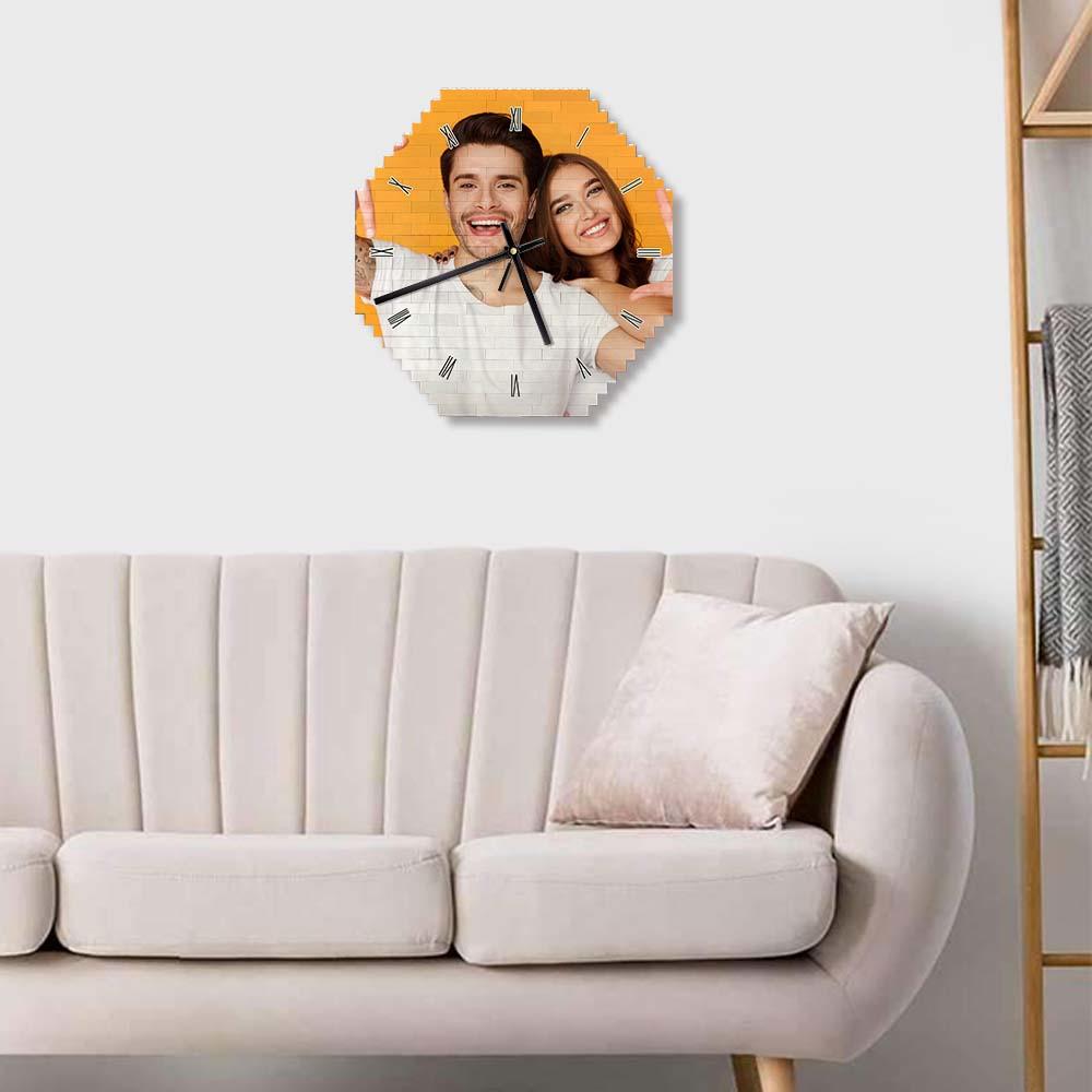 Personalized Building Block Desk Clock Wall Clock Personality Puzzle Custom Photo Pointer Brick Clock