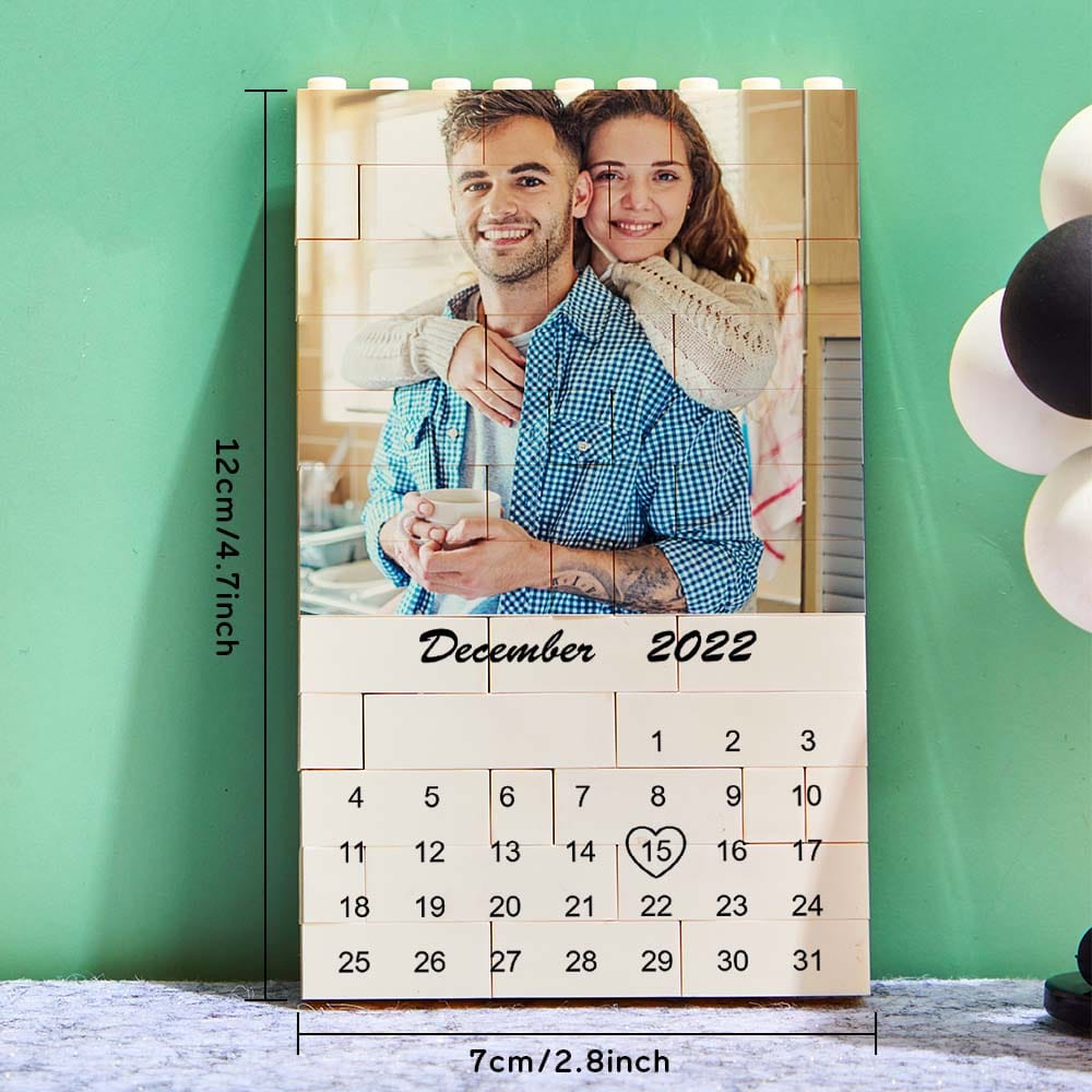 Custom Photo Building Block Puzzle Calendar Important Date Gifts for Him