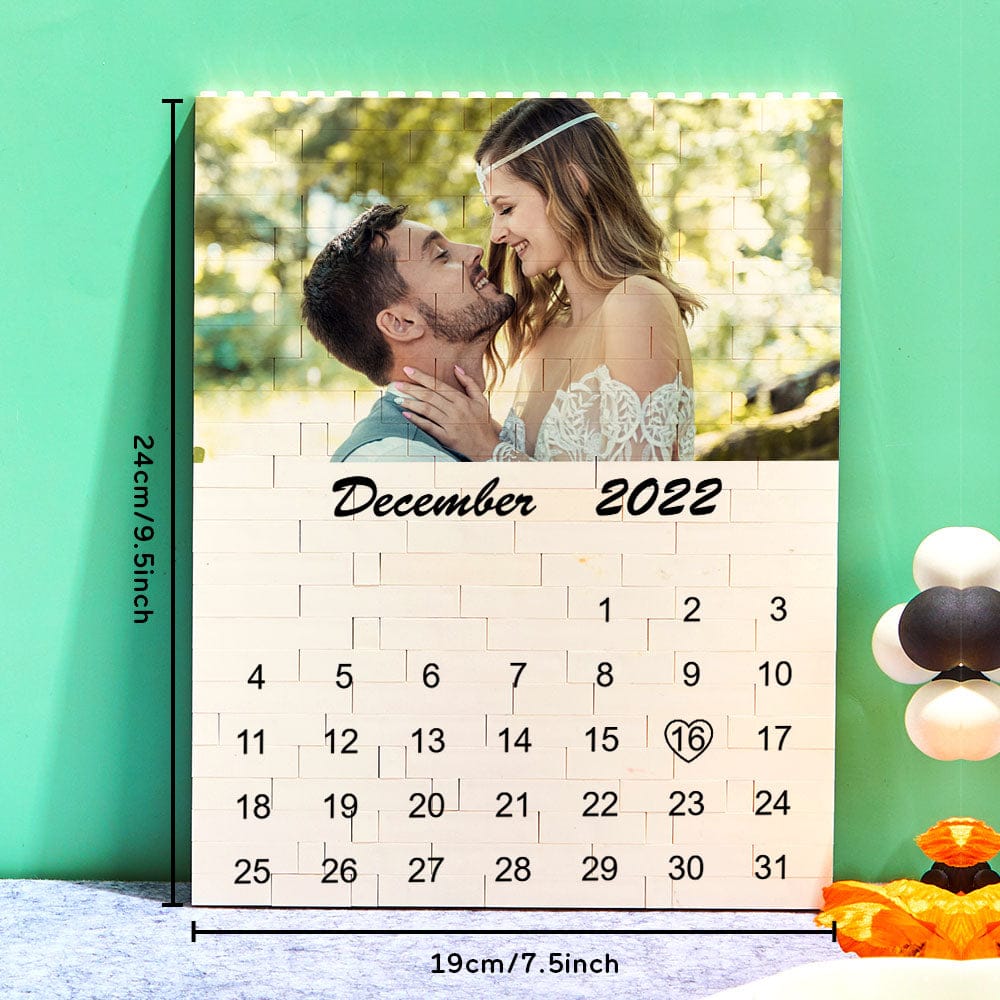 Custom Photo Building Block Puzzle Calendar Important Date Gifts for Him