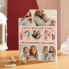 Heartfelt Photo Memories Mother's Day Gifts for Mom - Personalized Building Block Puzzle with Custom Photo UV Print for Home Display & Family Keepsakes