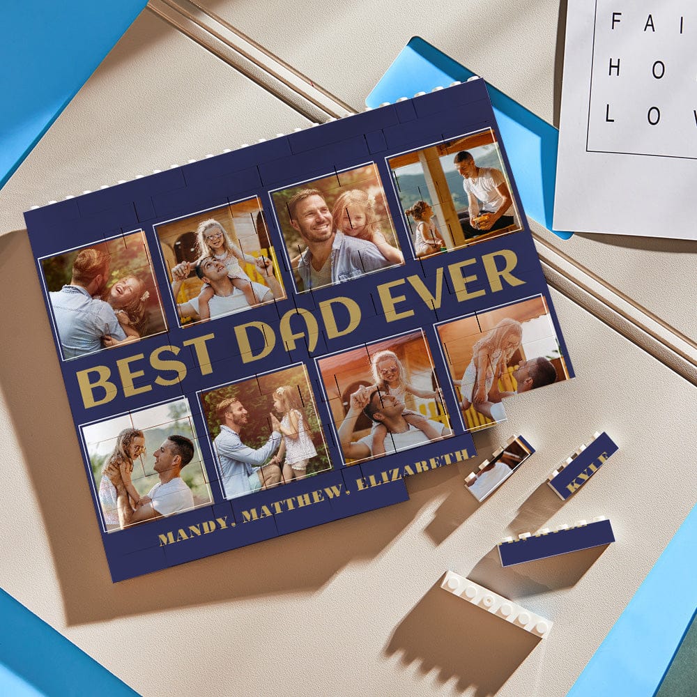 building block puzzle horizontal trio photo brick best dad ever custom gift for dad personalized gift