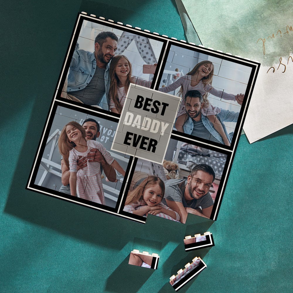 fathers day surprise custom gift for dad inspired by building block puzzle square photo brick best daddy ever