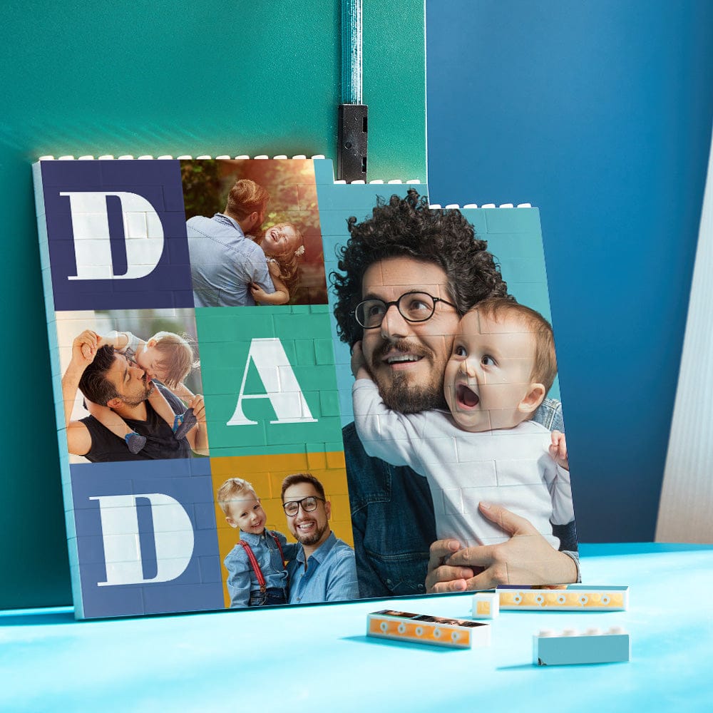 fathers day surprise ornament for dad inspired by building block puzzle horizontal trio photo brick father s day gift