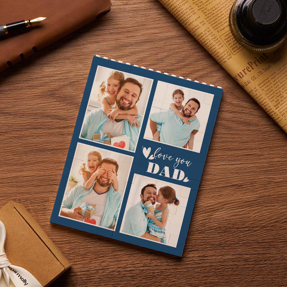 fathers day surprise ornament for dad inspired by photo building block puzzle vertical building photo brick for