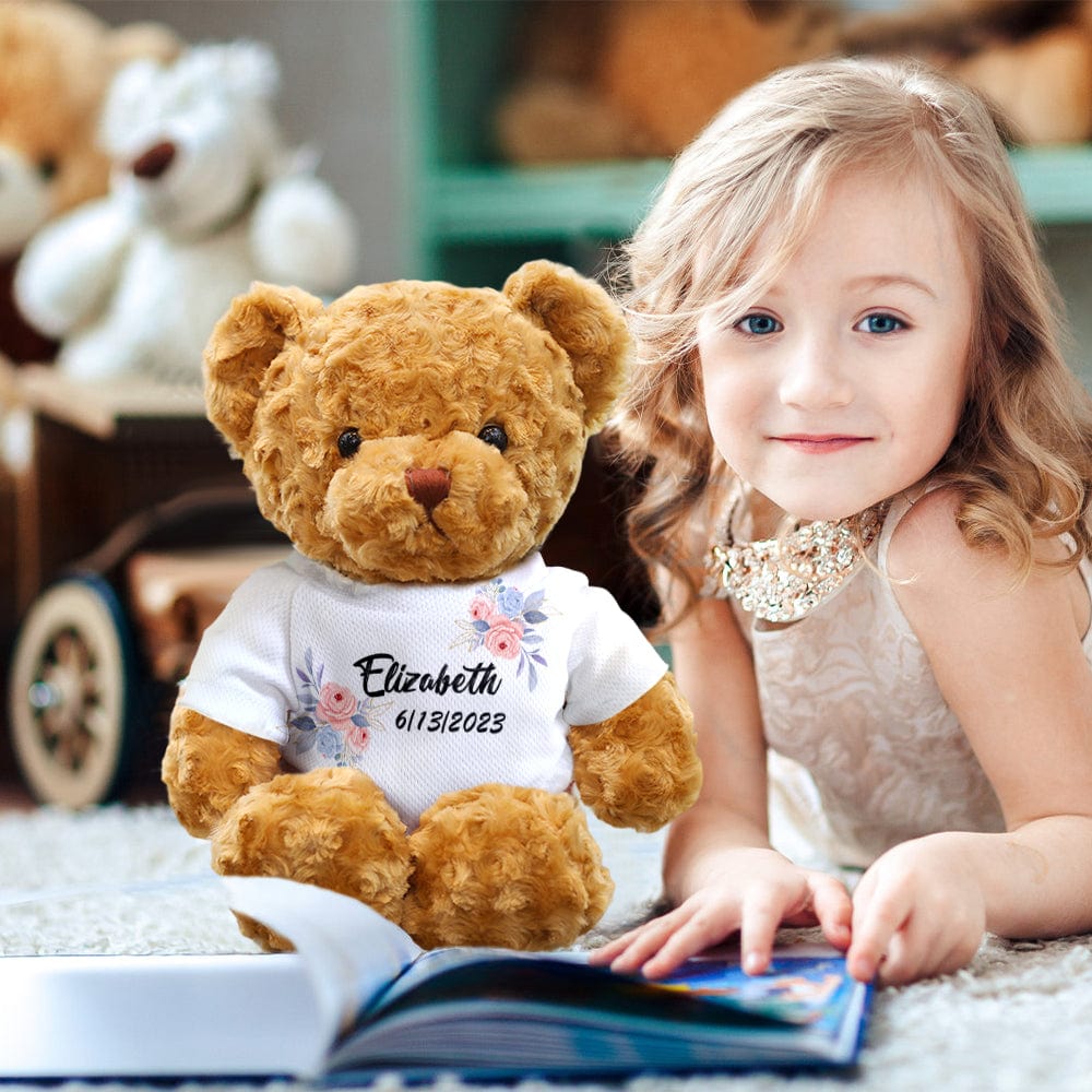 Custom Teddy Bear Doll Personalized Flowers Teddy Bear Plush Toys Birthday Gifts for Kids