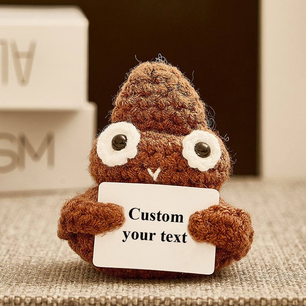 Funny Crochet Poo Plushy Custom Text Tiny Crochet Poo Desk Decor Gifts
