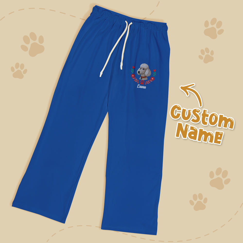 Personalized Pet Name Lounge Pants – Embroidered-Style Custom Sleepwear for Pet Lovers