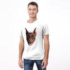 Man Black Personalized Pet Portrait T Shirt for Pet Lover Gifting