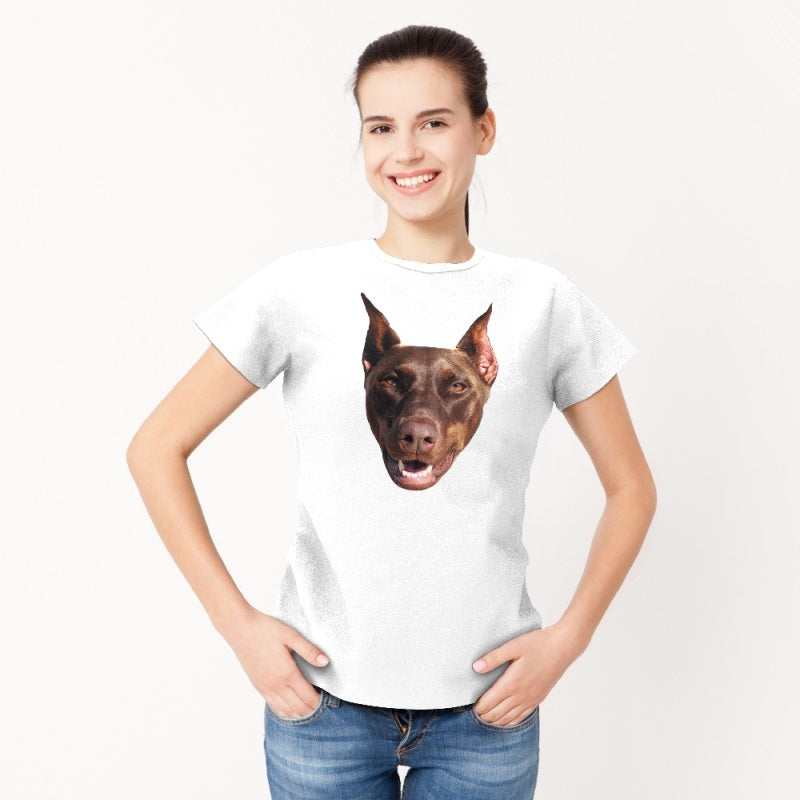T Shirt Personalized Pet Portrait for Pet Lover Gifting Man White