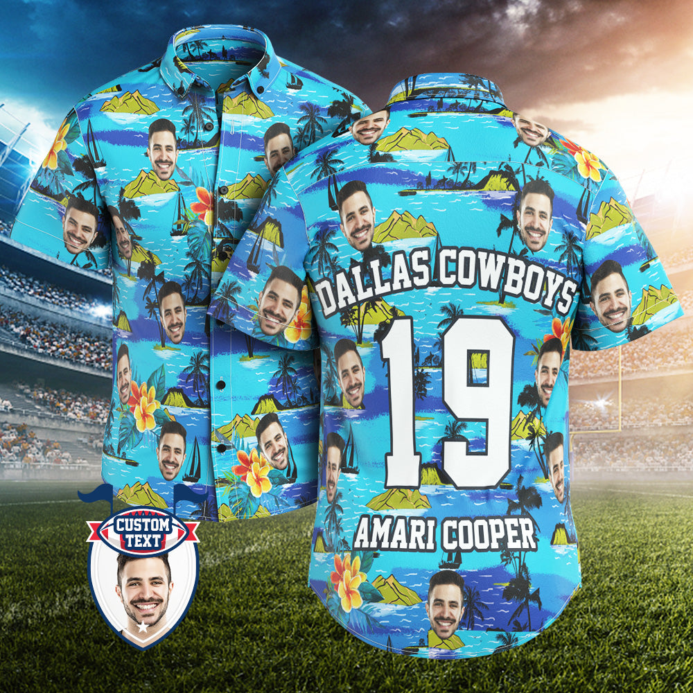 Custom Printed Hawaiian Shirt for Fans Personalized Face and Text Hawaiian Shirt Gift for fans - Mountains Design