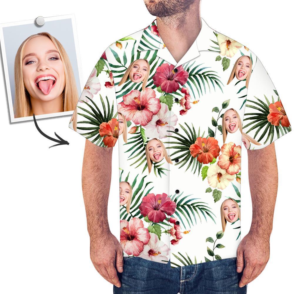 personalized photo summer flower print hawaiian shirt gift for boyfriend