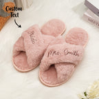 Custom Fluffy Slippers Fluffy Cross Slippers Bride Slippers Bridesmaid Gift