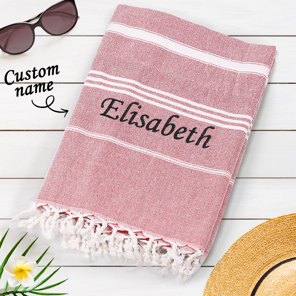 beach towel personalized name soft fringe finish bridesmaid gift for beach bach and bridal image 14