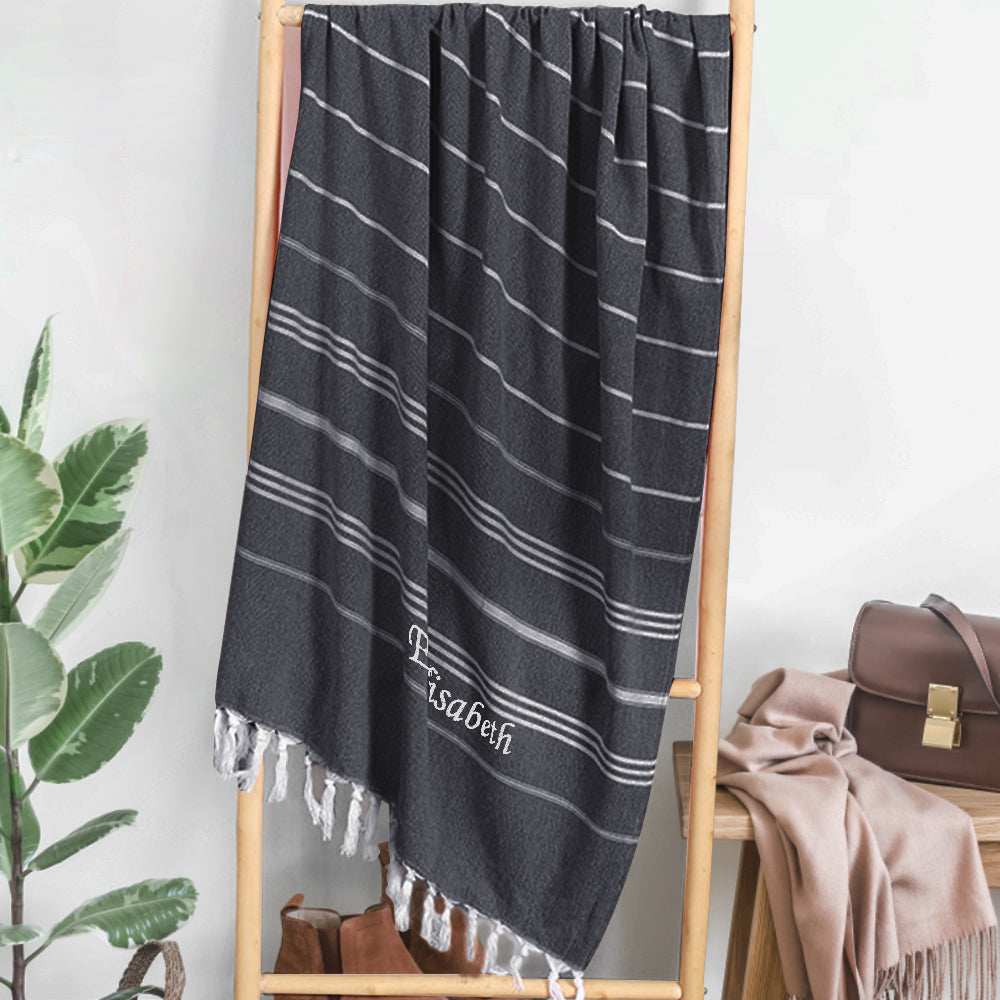 beach towel personalized name soft fringe finish bridesmaid gift for beach bach and bridal image 13