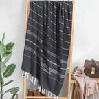 beach towel personalized name soft fringe finish bridesmaid gift for beach bach and bridal black alternate image
