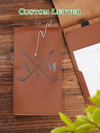 Personalized PU Leather Golf Scorecard Holder Anniversary Birthday Gift for Man Golf Lover