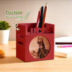 Personalized 3D Print Photo Pen Container with Name Brush Pot Gift for Kid