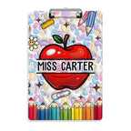 Custom Text Name Folder with Apple & Color Pencil Design – Teacher's Day & Back to School Gift