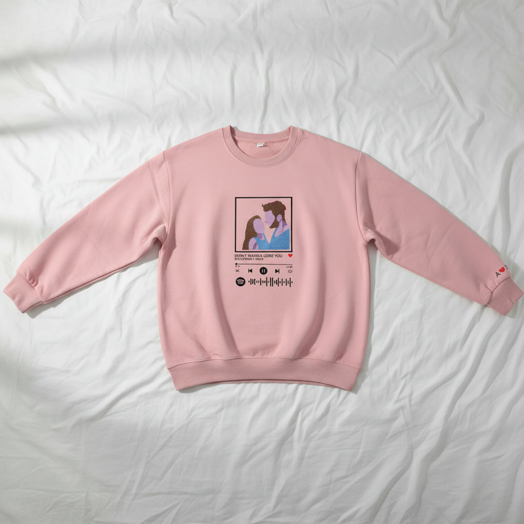 Custom embroidered pattern audio track hoodie comfortable fit trendy fashion for music lover