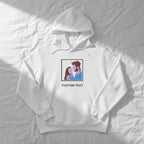 Sudadera con capucha bordada y con texto personalizado, ajuste cómodo y moderno para amantes.
