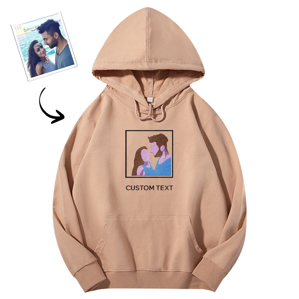 Sudadera con capucha bordada y con texto personalizado, ajuste cómodo y moderno para amantes.