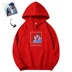Sudadera con capucha bordada y con texto personalizado, ajuste cómodo y moderno para amantes.