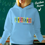 Personalized First Grade Hooded Sweatshirt Teacher Custom Name Hooded Sweatshirt Back to School Gifts