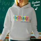 Personalized First Grade Hooded Sweatshirt Teacher Custom Name Hooded Sweatshirt Back to School Gifts