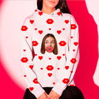 Unisex Custom Face Red Heart Lips Hoodie