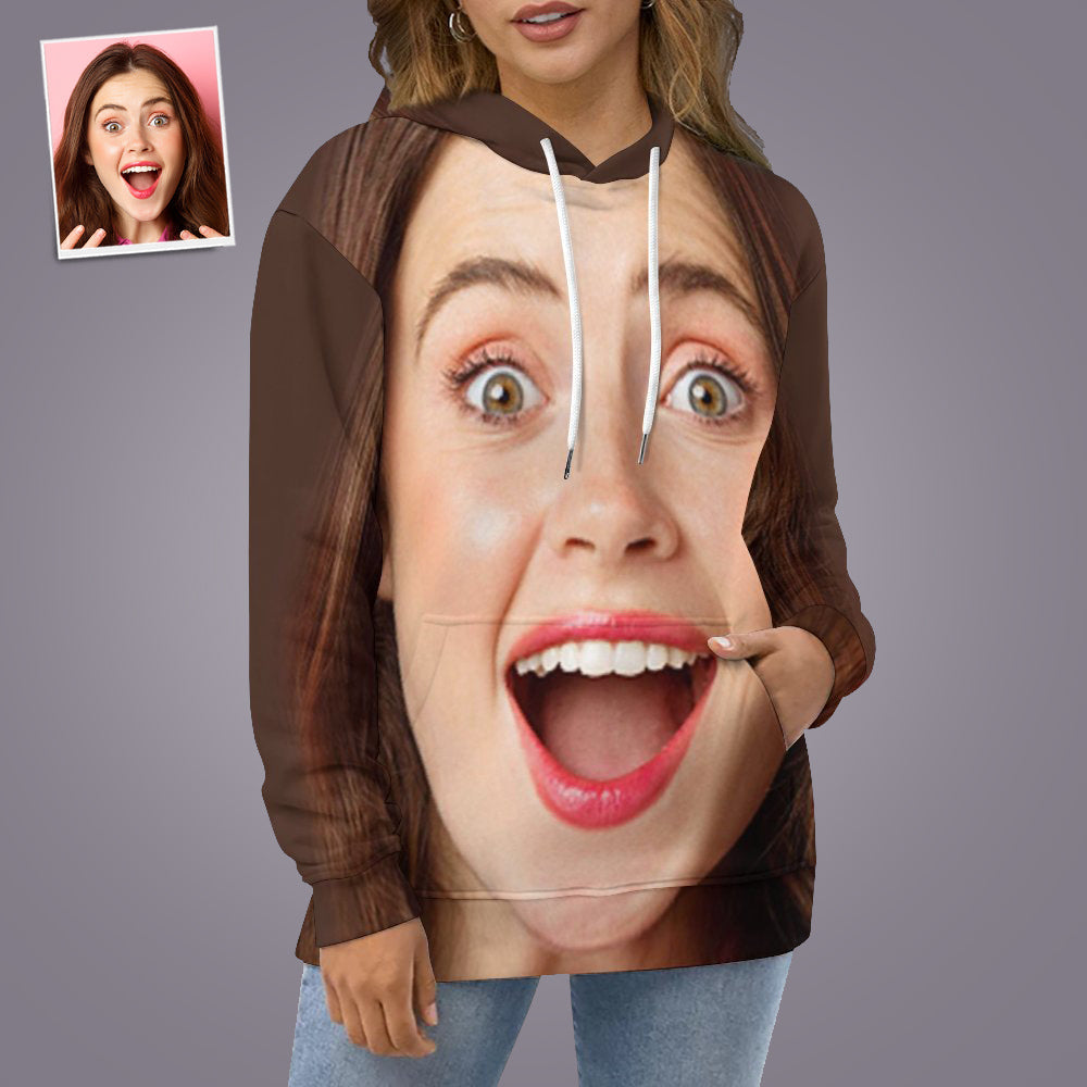 Personalized Funny Big Face Loose Hoodie Top Custom Unisex Sweatshirt