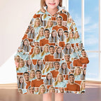 Personalised Photo Blanket Hoodie Unisex Oversized Blanket Sweatshirt for Adult Kids
