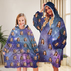 Personalised Blanket Hoodie Unisex Oversized Starry Sky Blanket Sweatshirt for Adult Kids