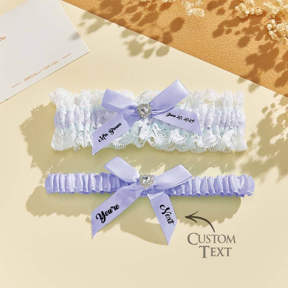 Personalized Bridal Garter Set With White Lace You're Next Bridal Garter Set Gift for Bride
