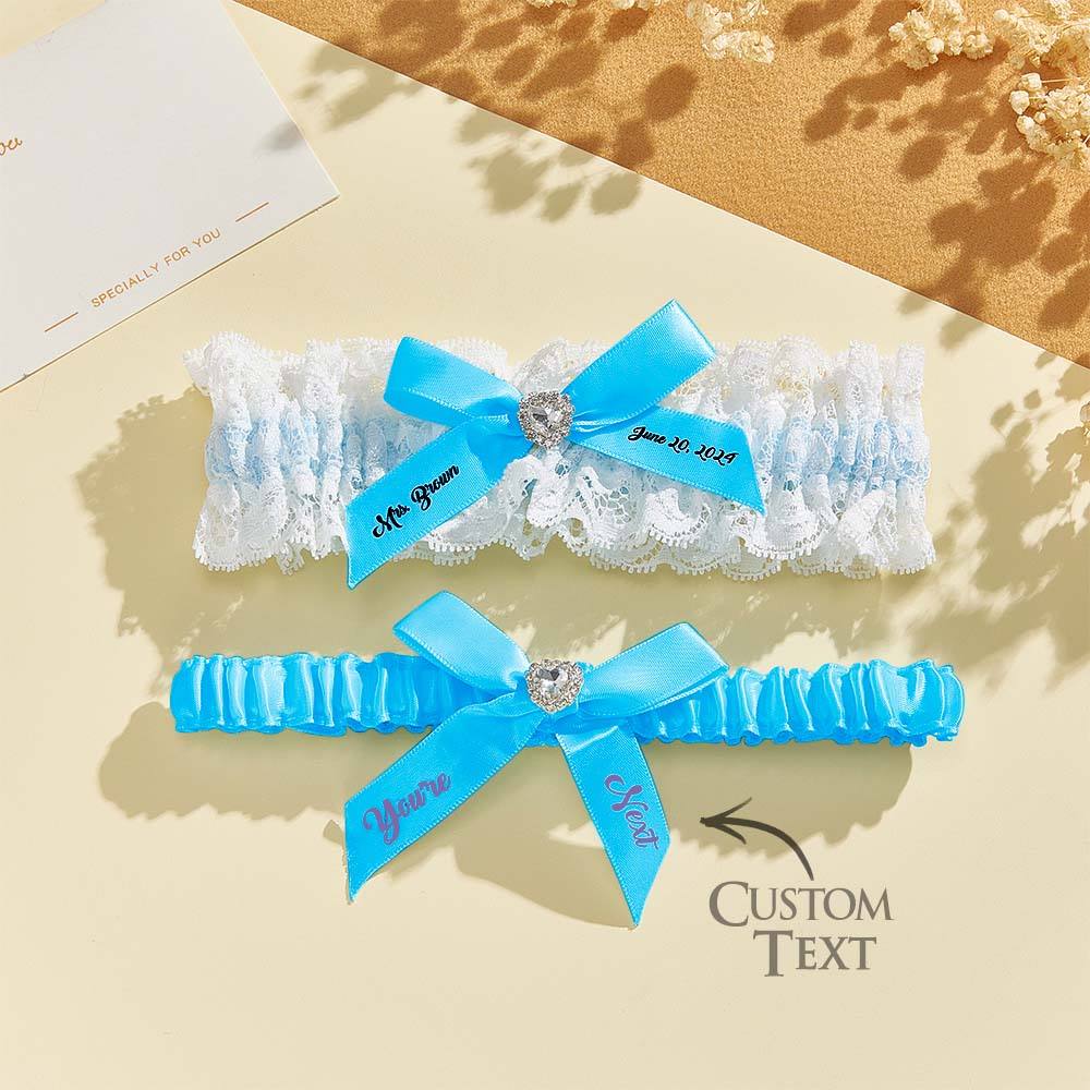 Personalized Bridal Garter Set With White Lace You're Next Bridal Garter Set Gift for Bride