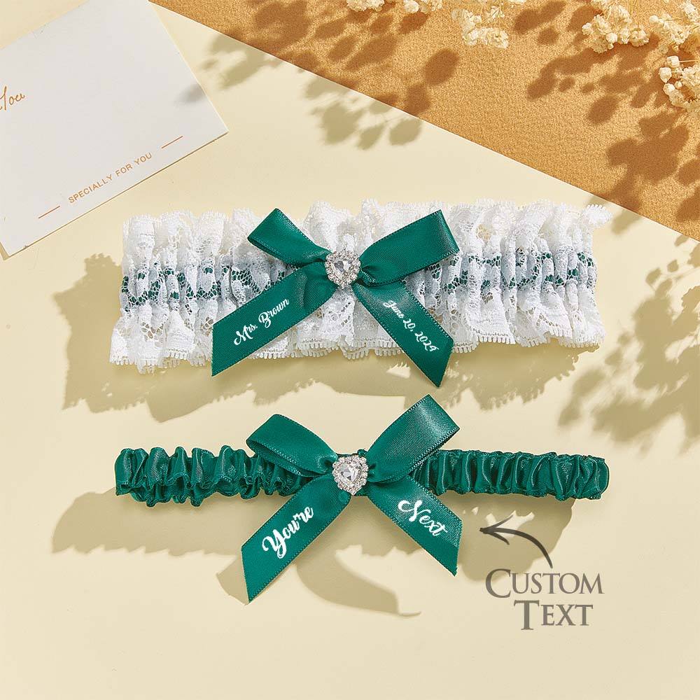Personalized Bridal Garter Set With White Lace You're Next Bridal Garter Set Gift for Bride
