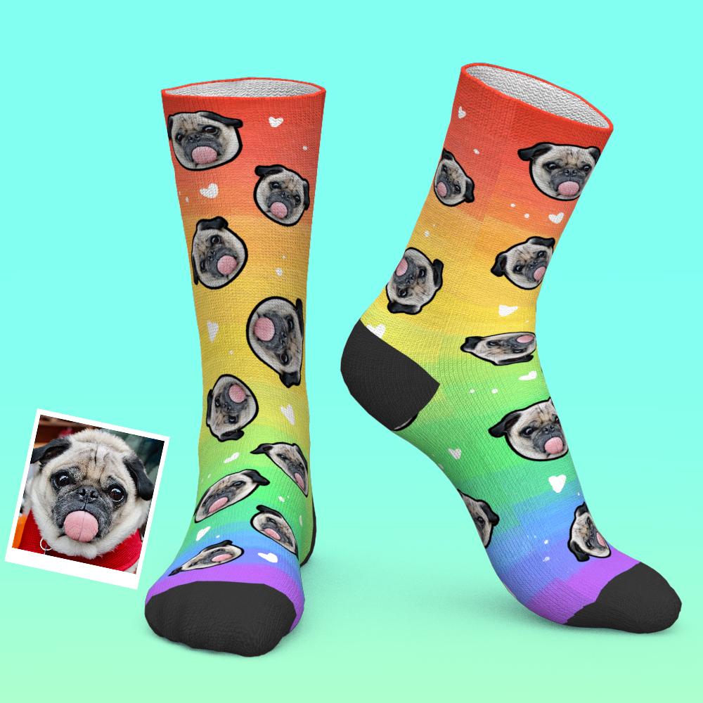 Add Text One Face Socks Personalized Photo Sympathy Gift for Loss of Dog