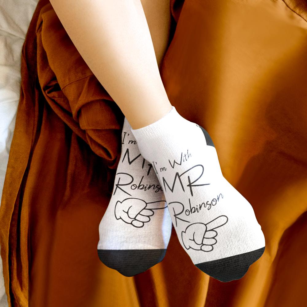 Fun Personalized Socks for Newlyweds Honeymoon Gift for Him and Her Matching Socks for Bride and Groom